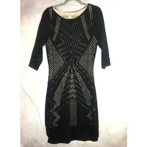 Calvin Klein black 3/4 sleeve illusion dress